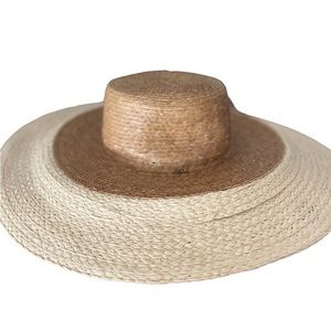 Two Toned Straw Summer Hat - Wide Brim